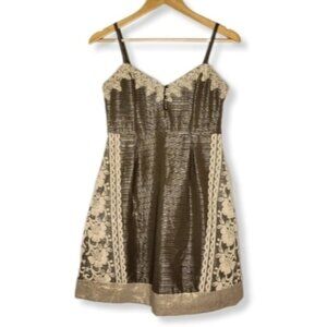 Anthropologie Moulinette Soeurs Metallic Lace Coctail Dress Size 2